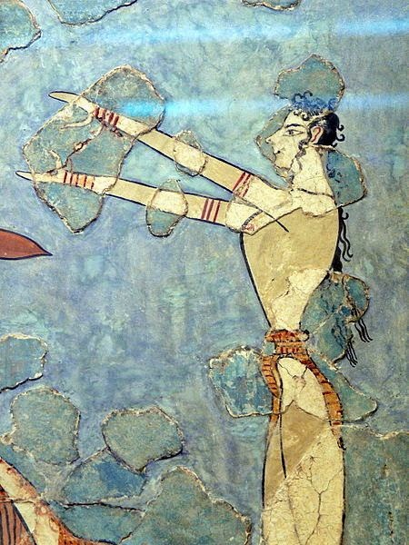 detail from the Stiersprung fresco of a bull leaper, 1600-1450 bce